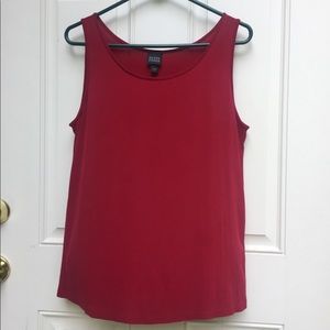 Eileen Fisher women red silk scoop neck tank sustainable minimalist casual sz L